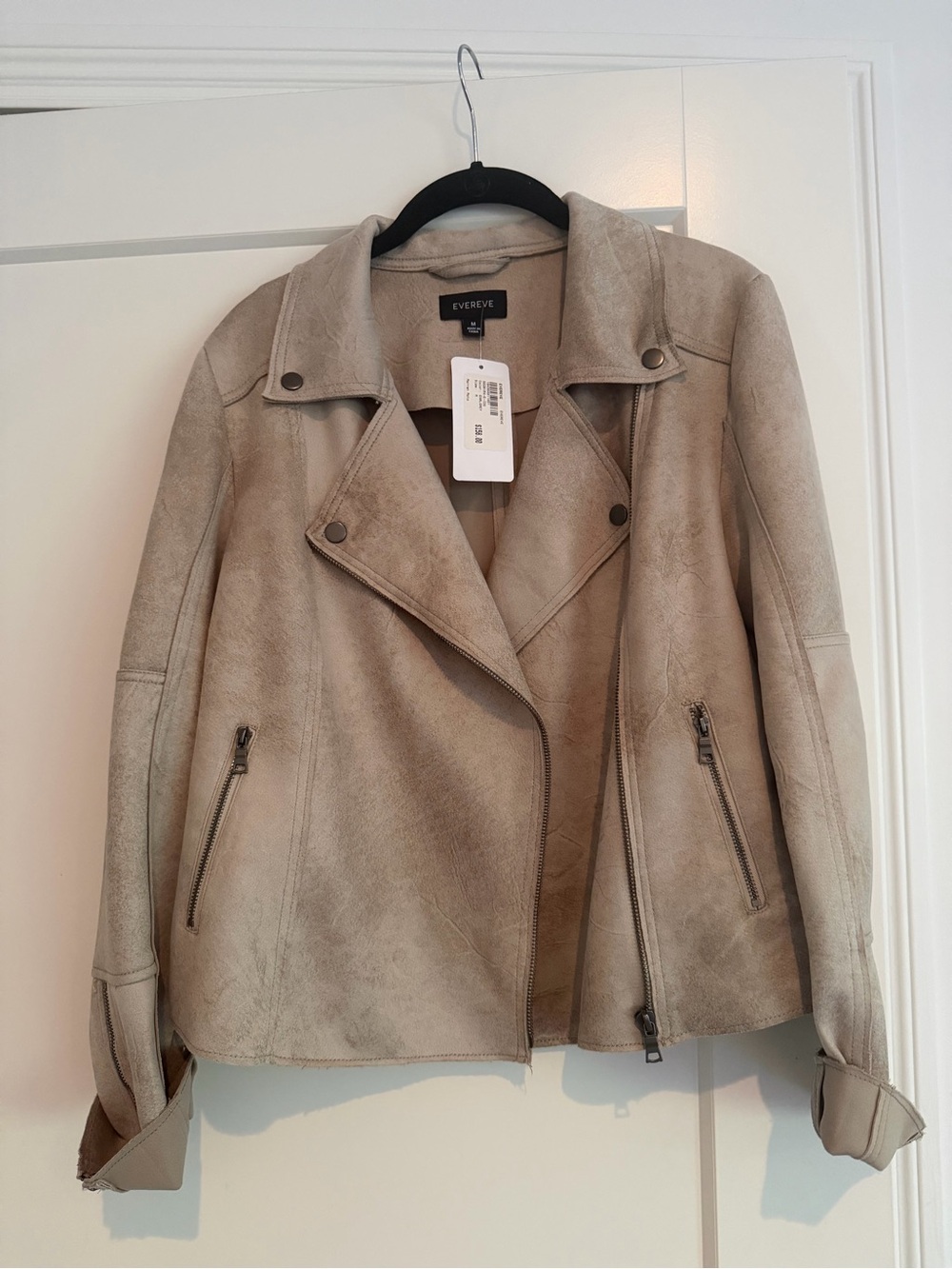 Evereve Marren Moto Jacket in distressed faux suede